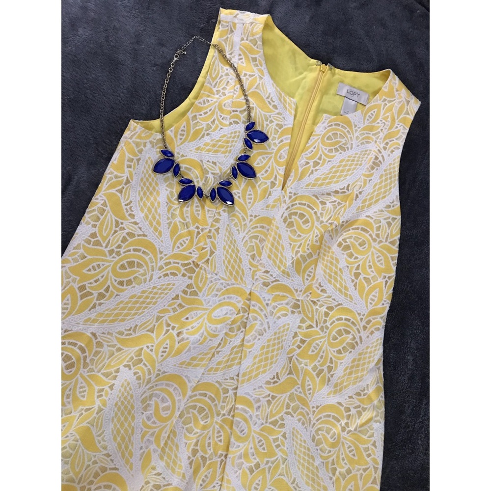 Yellow and White Lace Mini Dress Formal/Rush